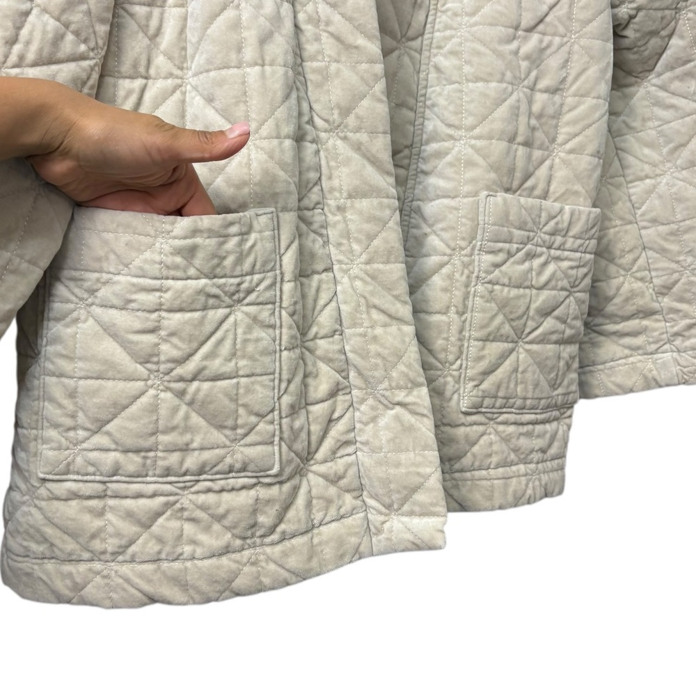 Self Contrast Made in USA Quilted Velvet Beige Kimono Style Jacket Oversized M - Picture 6 of 13